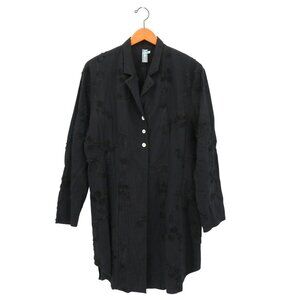 Noblu Black Ribbon Rosette Textured Long Sleeve Tunic Jacket M
